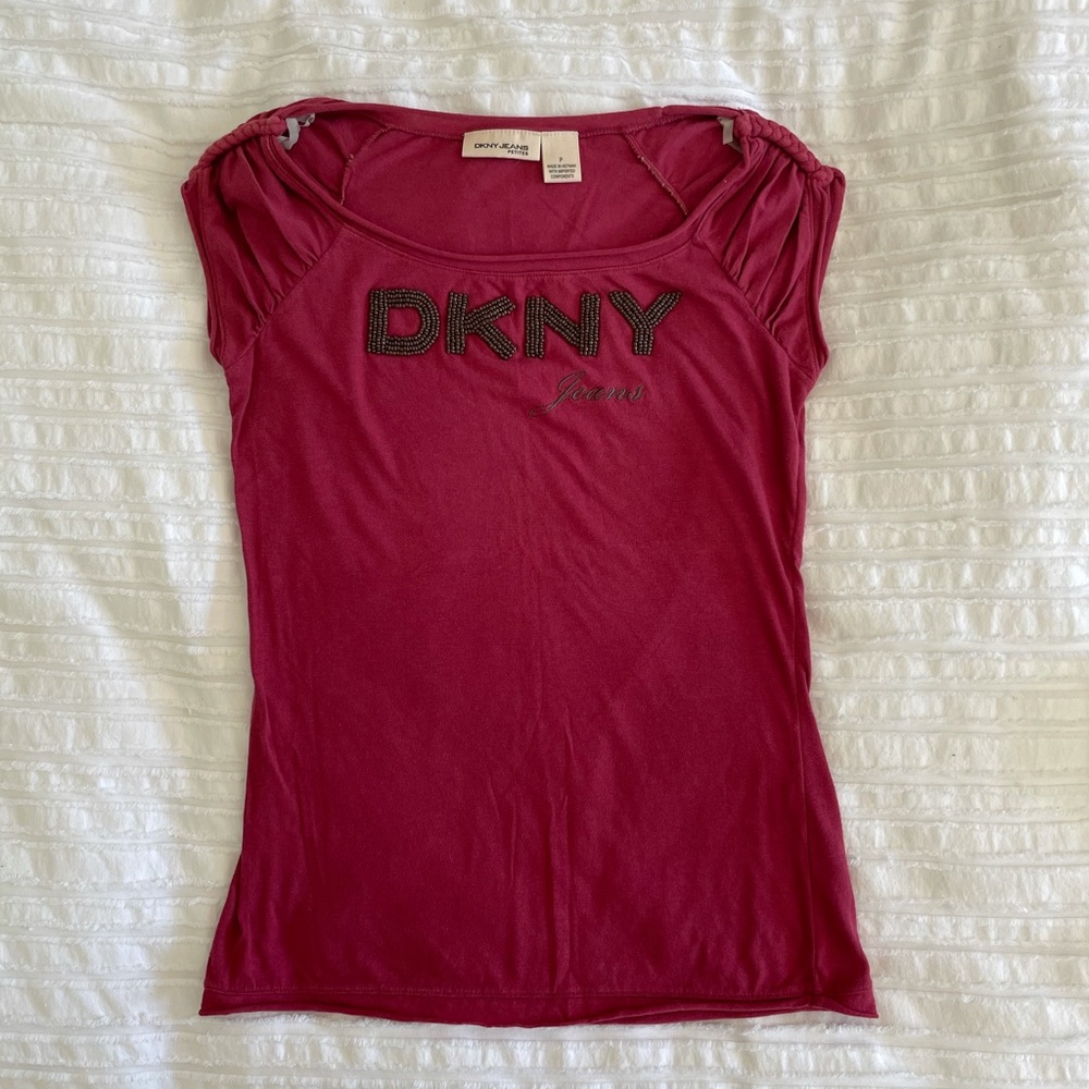 DKNY burgundy T-shirt in Petite